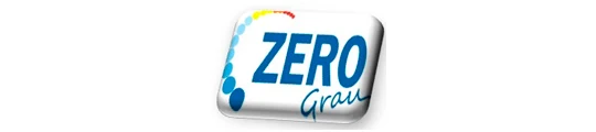 Logotipo com o texto "ZERO Grau" em azul, sobre fundo branco.